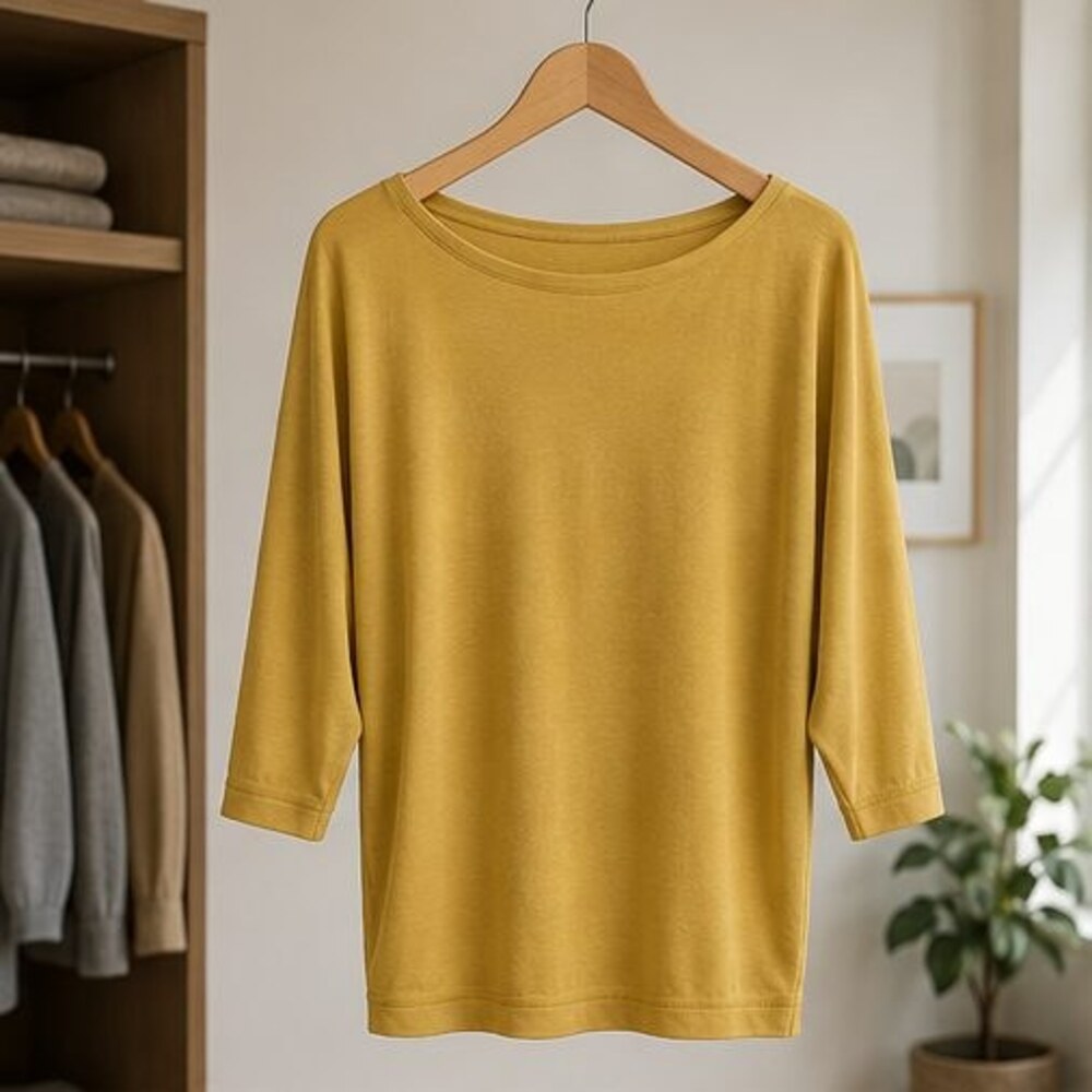 Mustard Boat Neck Dolman Top